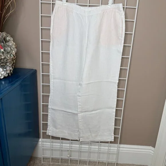 j.jill Love Linen White Pull-On Pants, Size M Tall - Picture 6 of 7